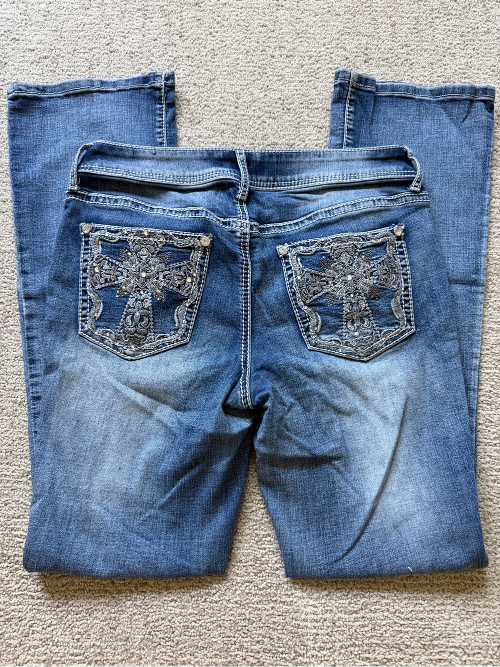 Apt 9 Women's Bootcut Blue Embroidered Pocket Jeans